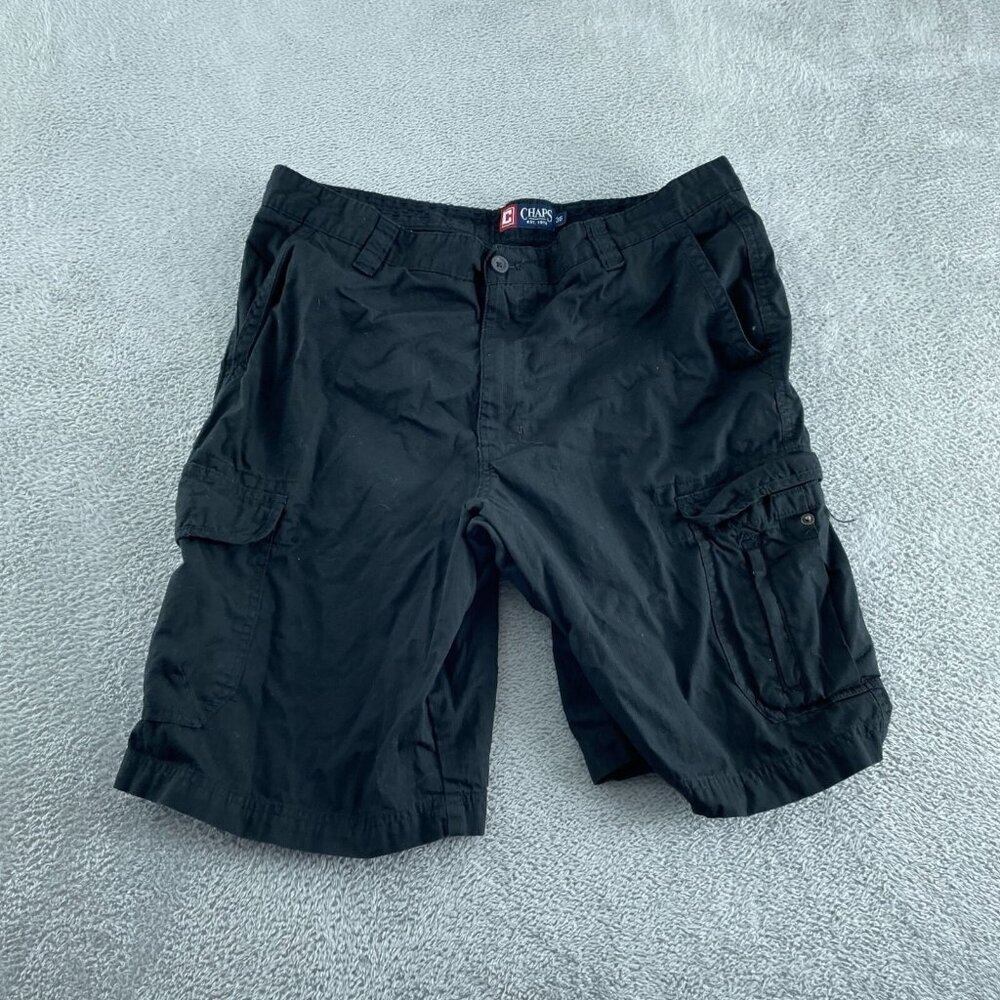Chaps Mens Black Cargo Shorts 36 100% Cotton Casual Outdoor Wear 3281